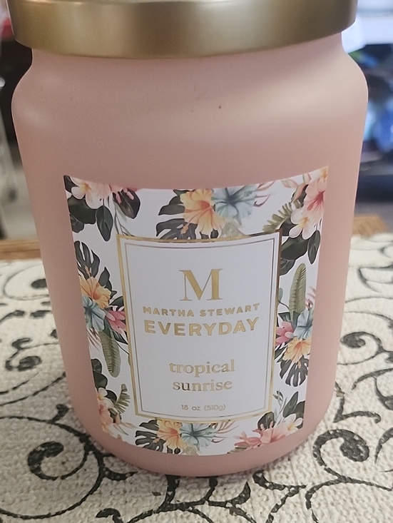 Martha Stewart Other - Martha Stewart Everyday Tropical Sunrise Candle in Soft Pink with Gold Lid